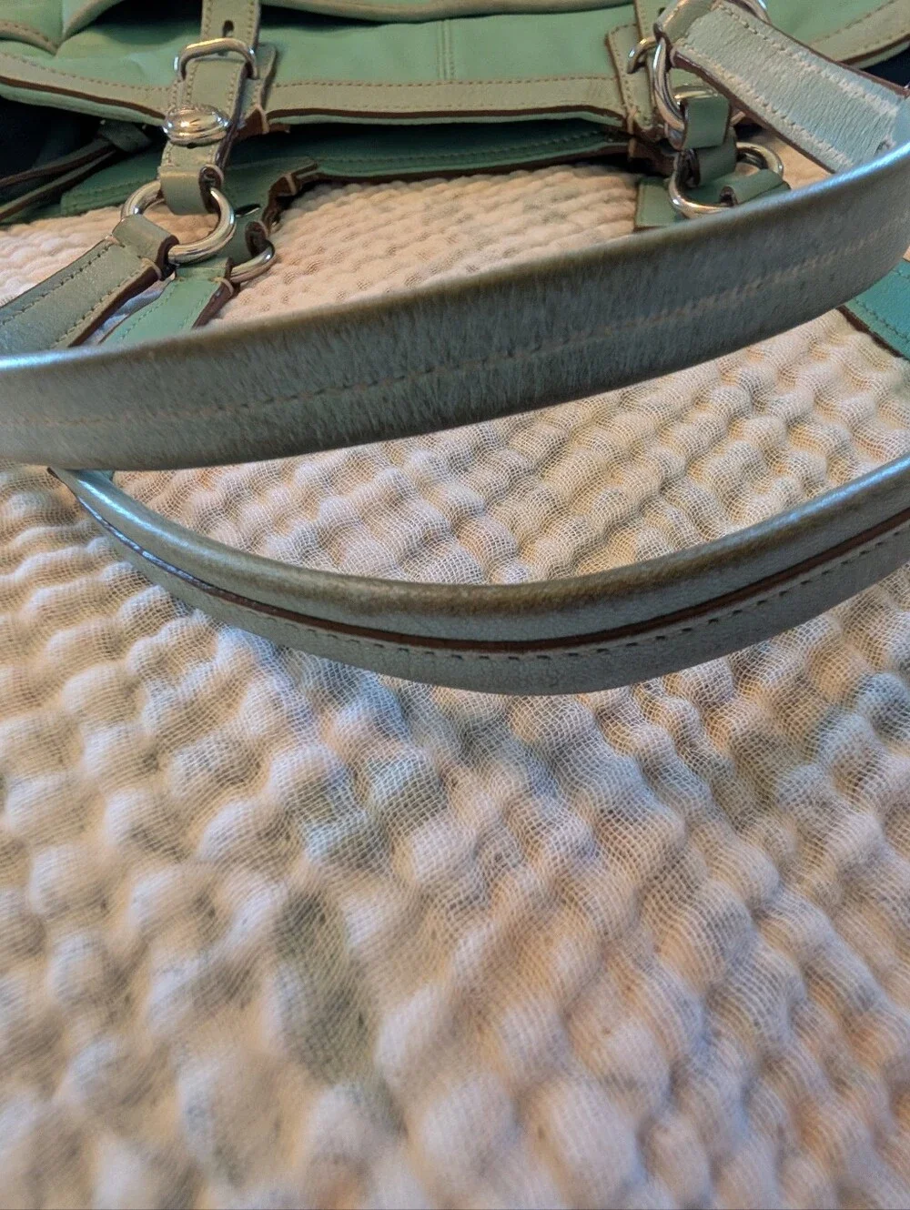 COACH Leather Gallery Bag with Double Straps In Lagoon Blue